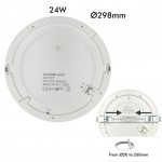 Downlight panel LED Redondo 298mm CCT 24W, Corte ajustable 50 a 260mm, acabado Blanco o Negro